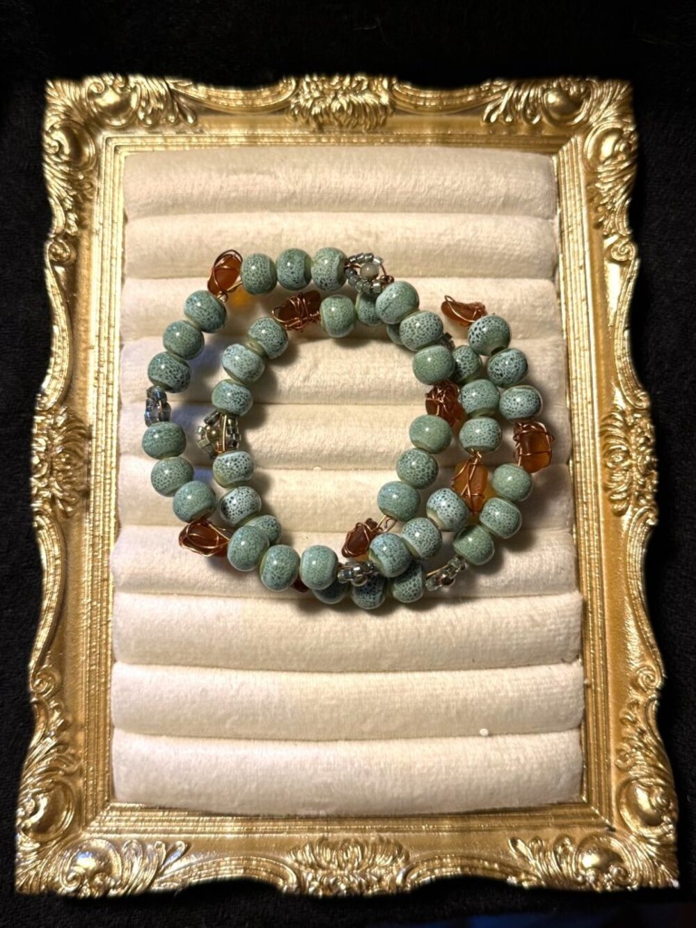 Coastal Sage – Port Townsend Sea Glass & Porcelain Wrap Bracelet